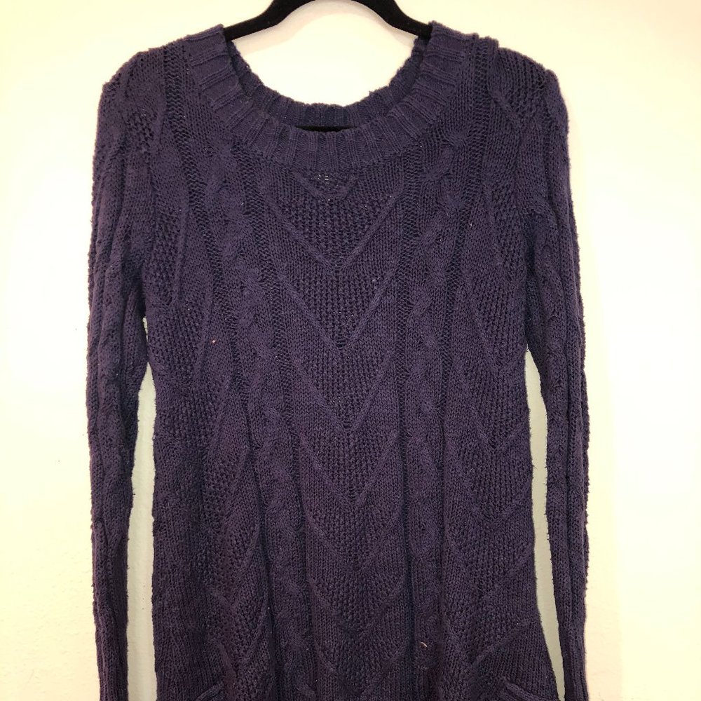 Long Navy Blue High-Low Sweater Dress